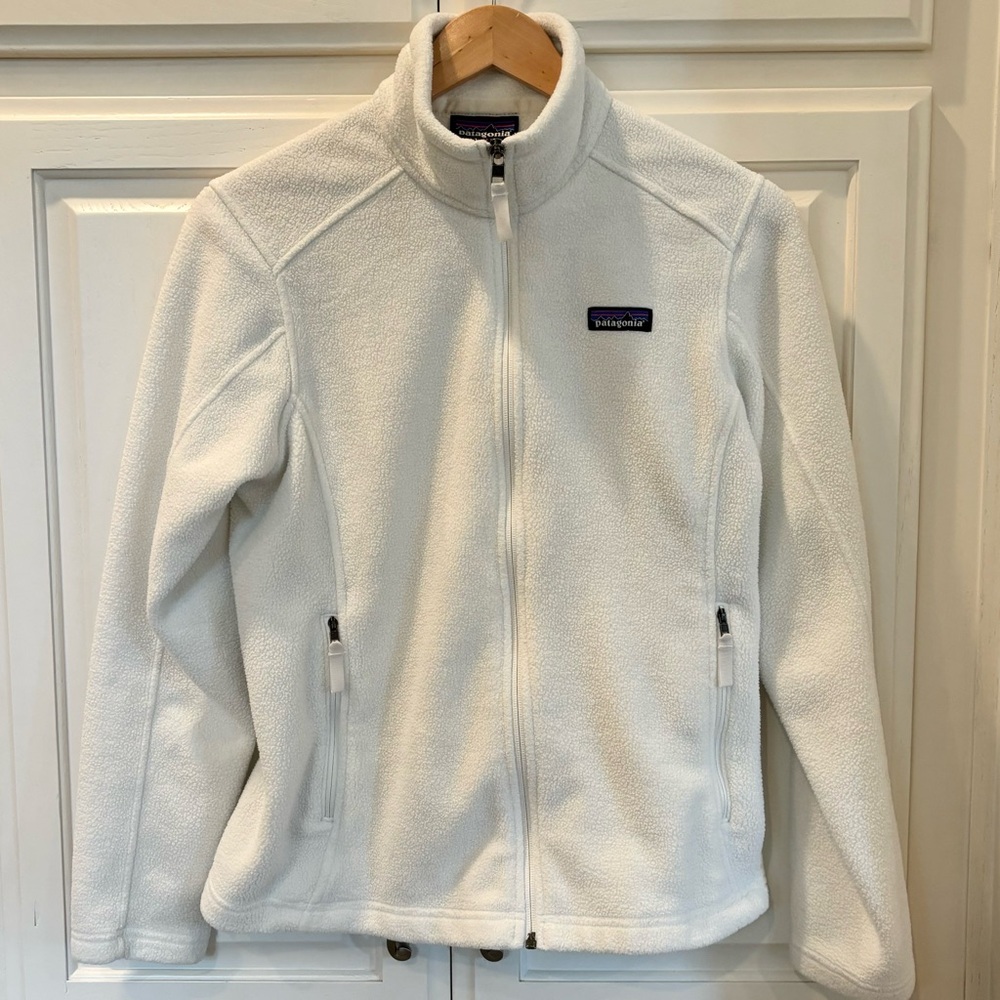 Patagonia White Synchilla Fleece Zip Up Jacket